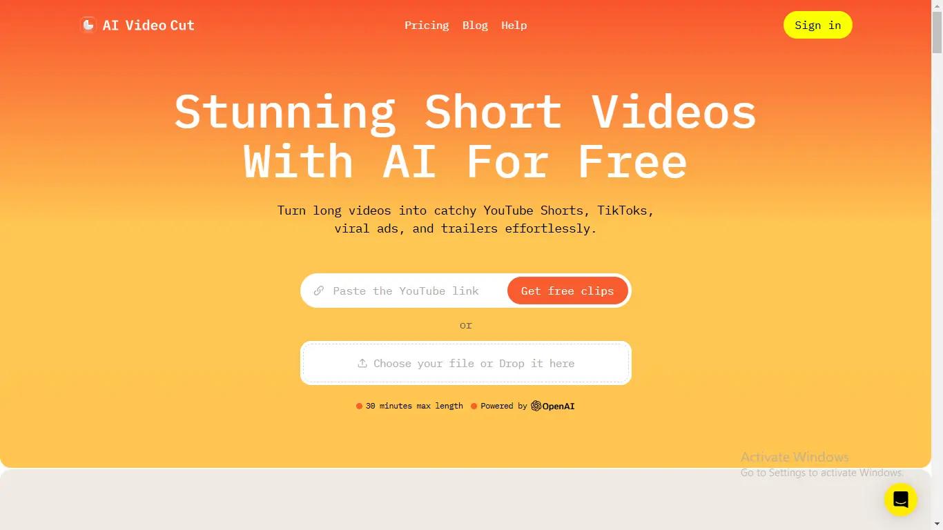 AI Video CutWebsite Screenshot