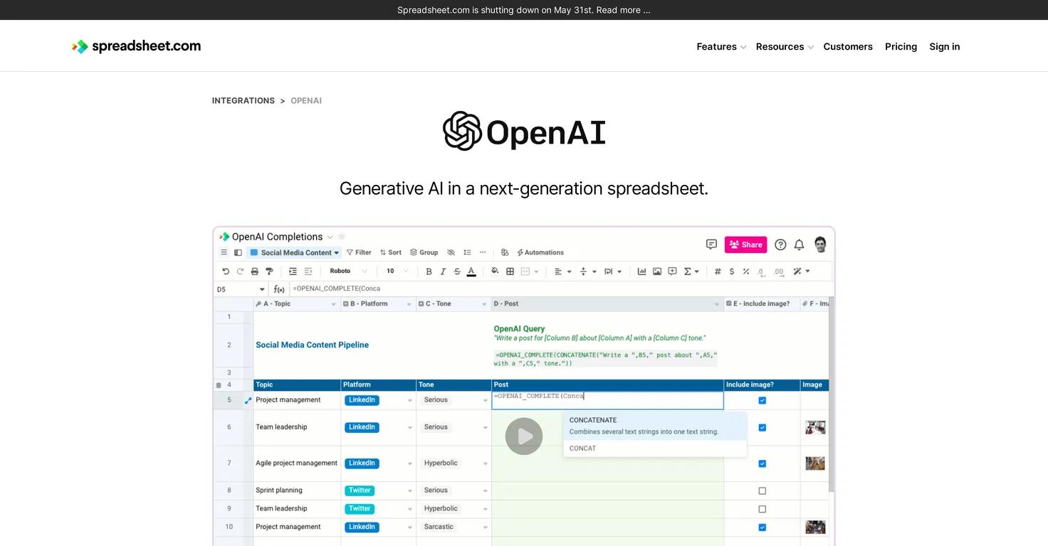 SpreadsheetWebsite Screenshot