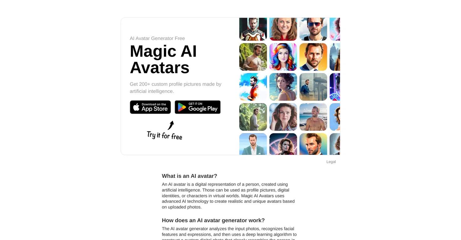 Magic AI AvatarsWebsite Screenshot