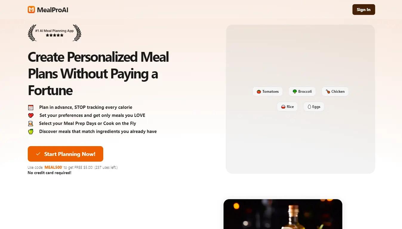 MealProAIWebsite Screenshot