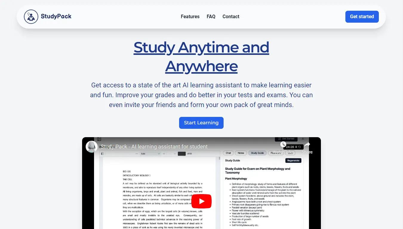 StudyPackWebsite Screenshot