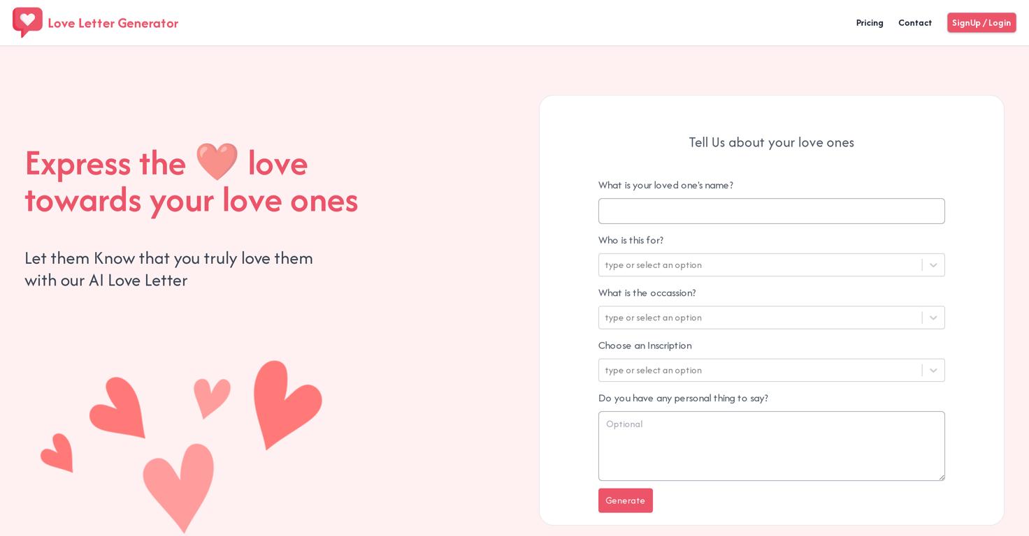 Love Letter Generator Website