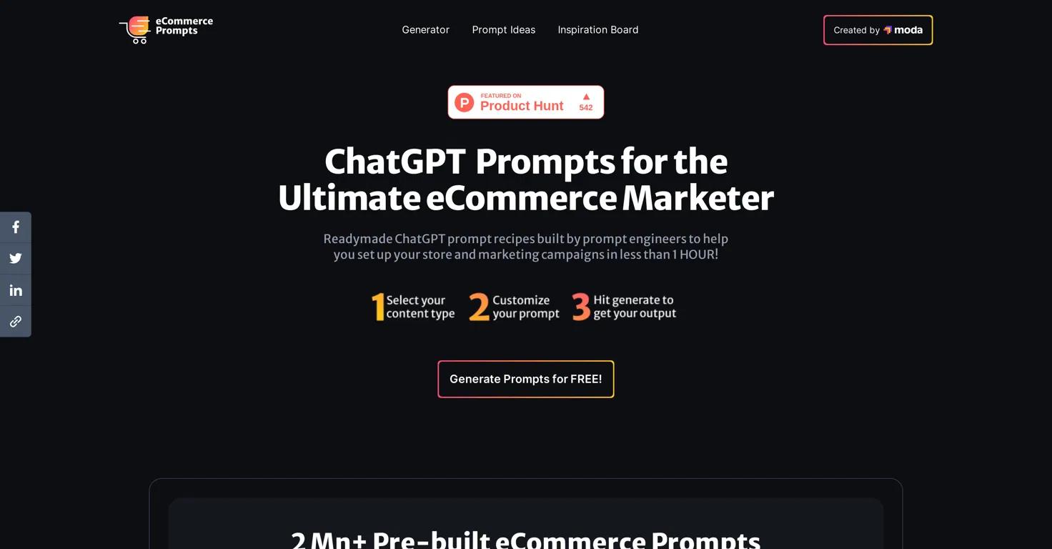 ECommerce PromptsWebsite Screenshot