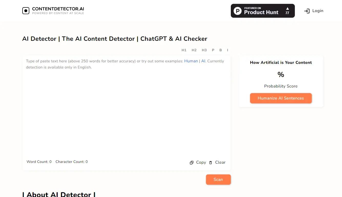AI DetectorWebsite Screenshot