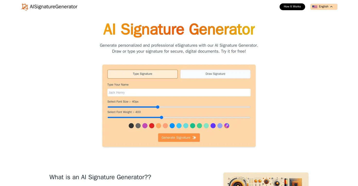 AI Signature GeneratorWebsite Screenshot