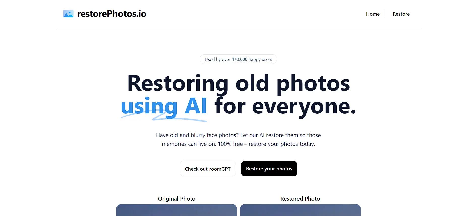 RestorePhotosWebsite Screenshot