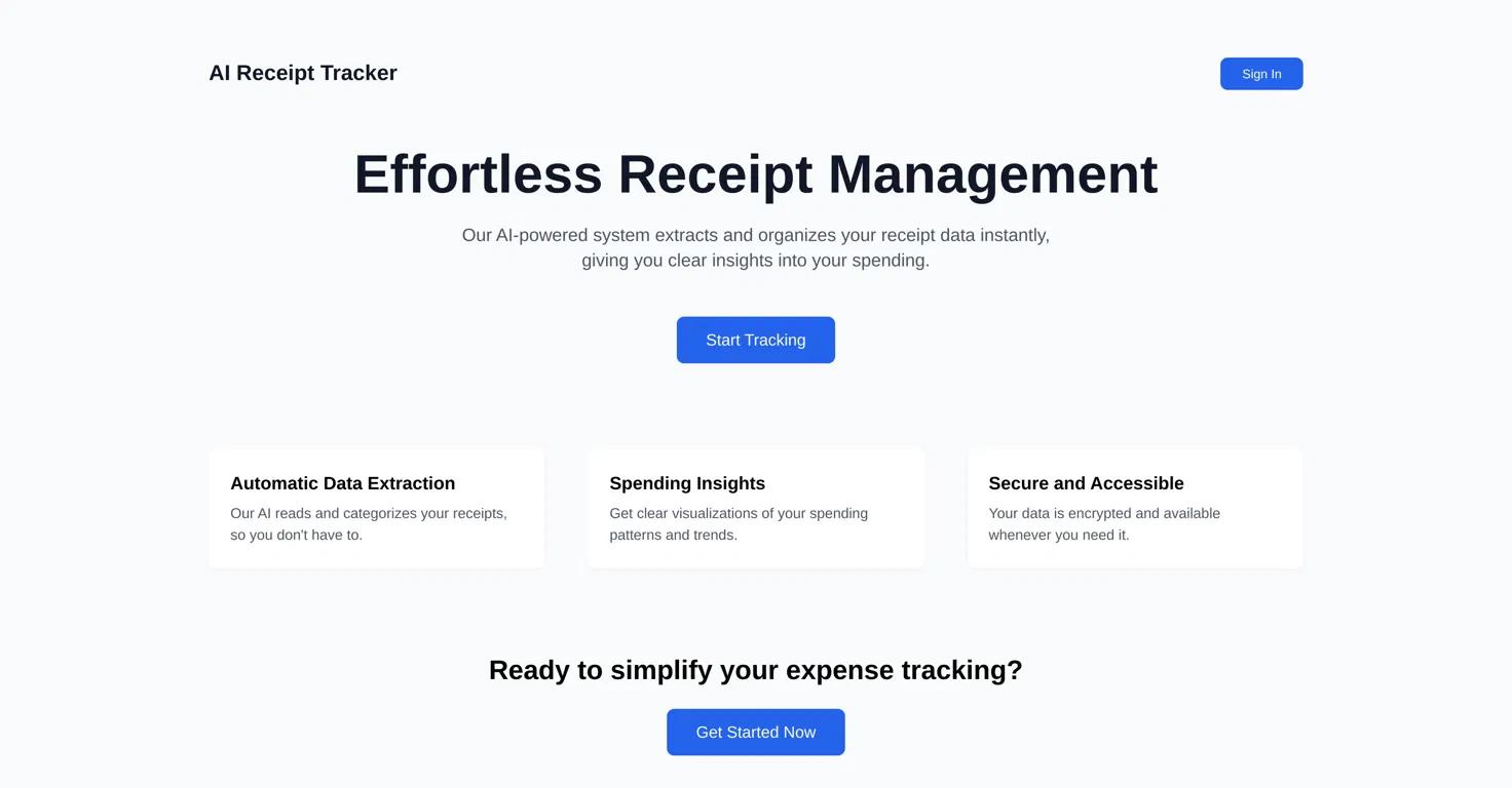 AI Receipt TrackerWebsite Screenshot