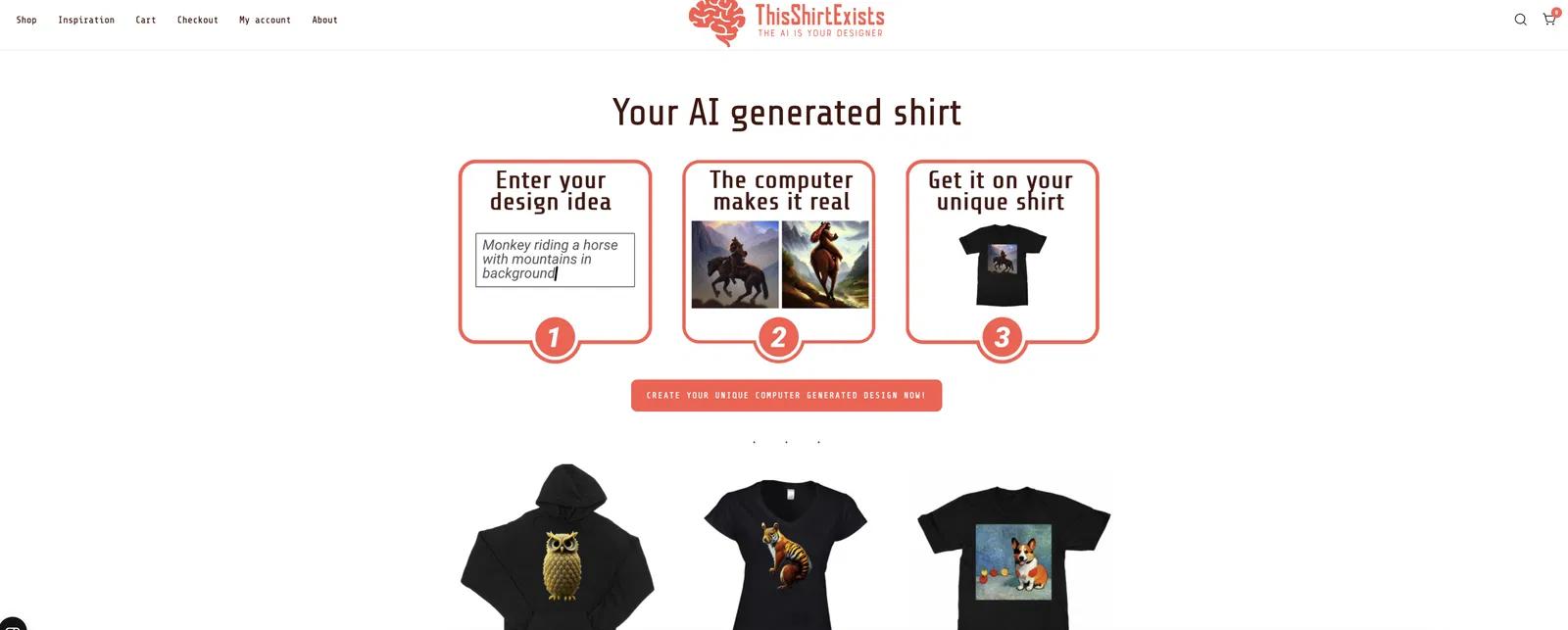 ThisShirtExistsWebsite Screenshot