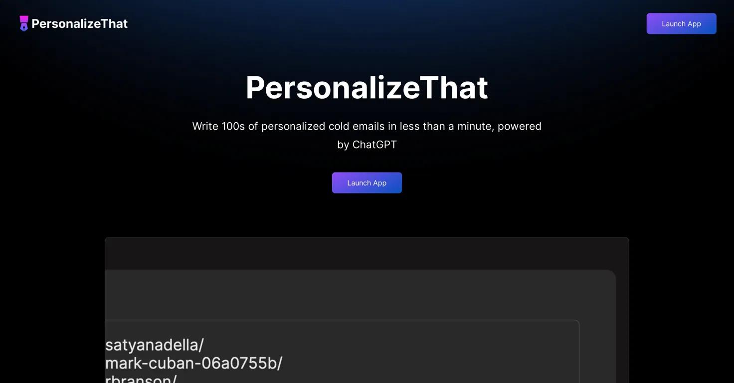 PersonalizeThat Website