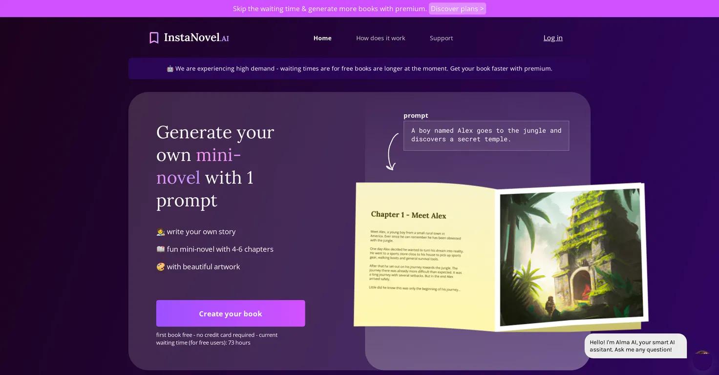 InstaNovelWebsite Screenshot