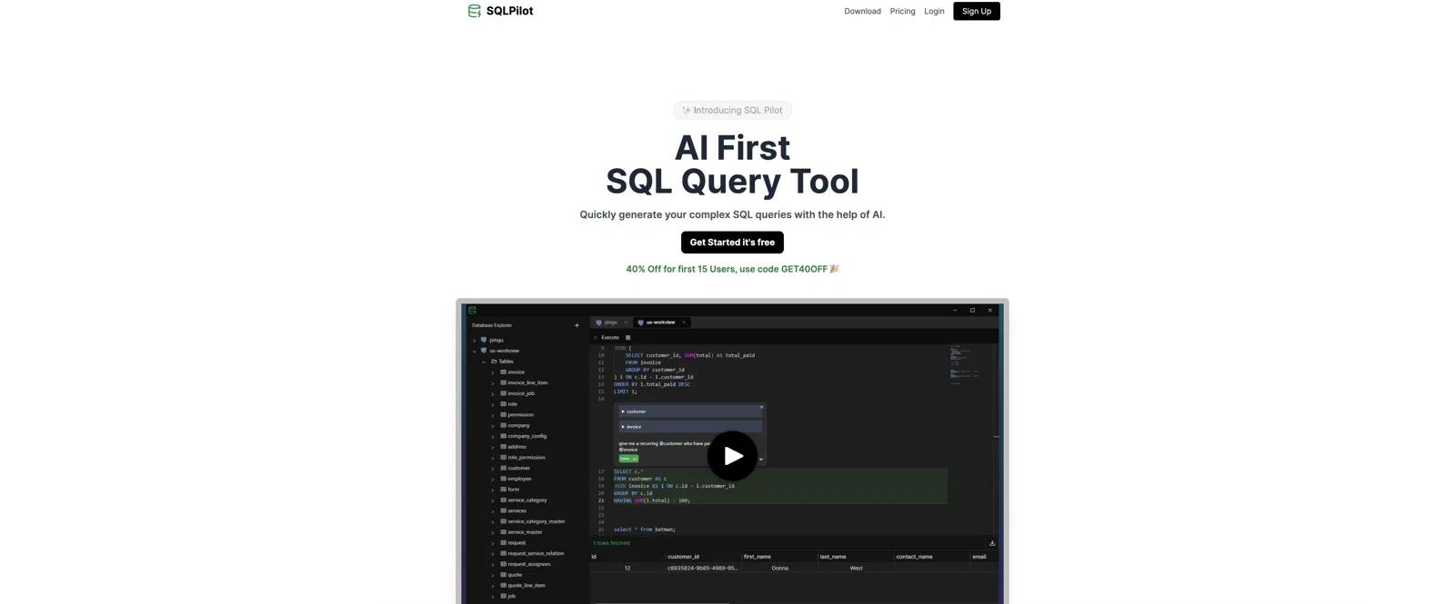 SQLPilotWebsite Screenshot