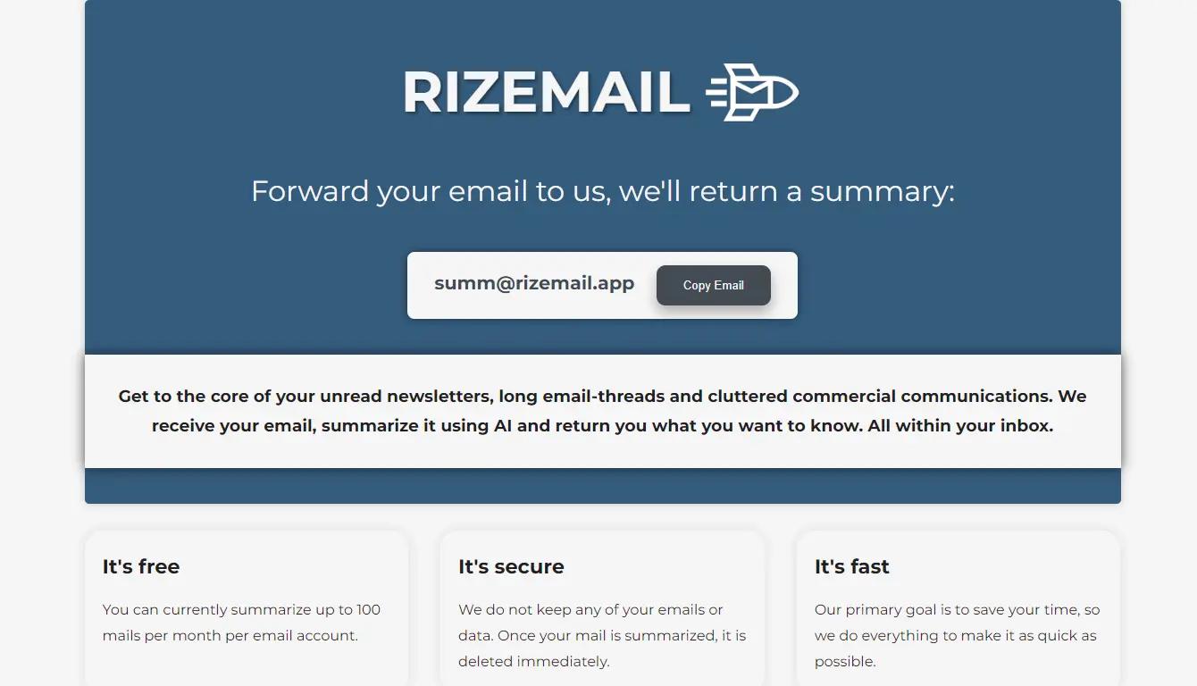 RIZEMAIL Website