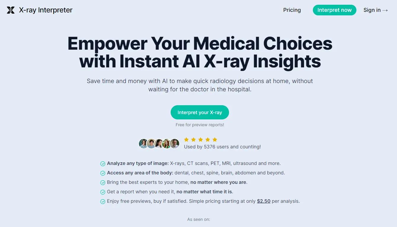 X-ray InterpreterWebsite Screenshot