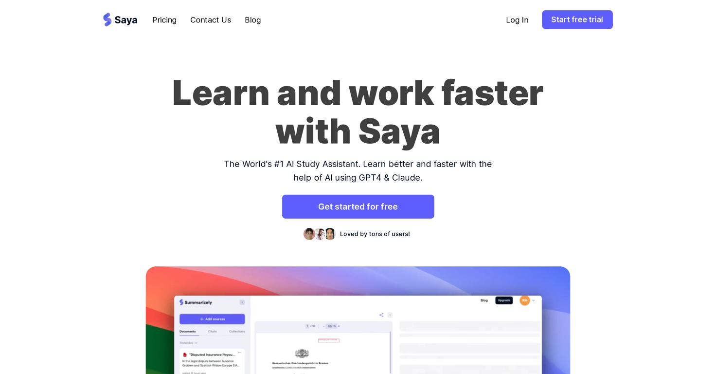 SayaWebsite Screenshot