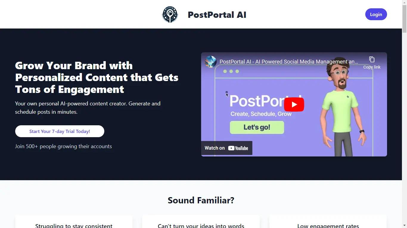 PostPortal AIWebsite Screenshot