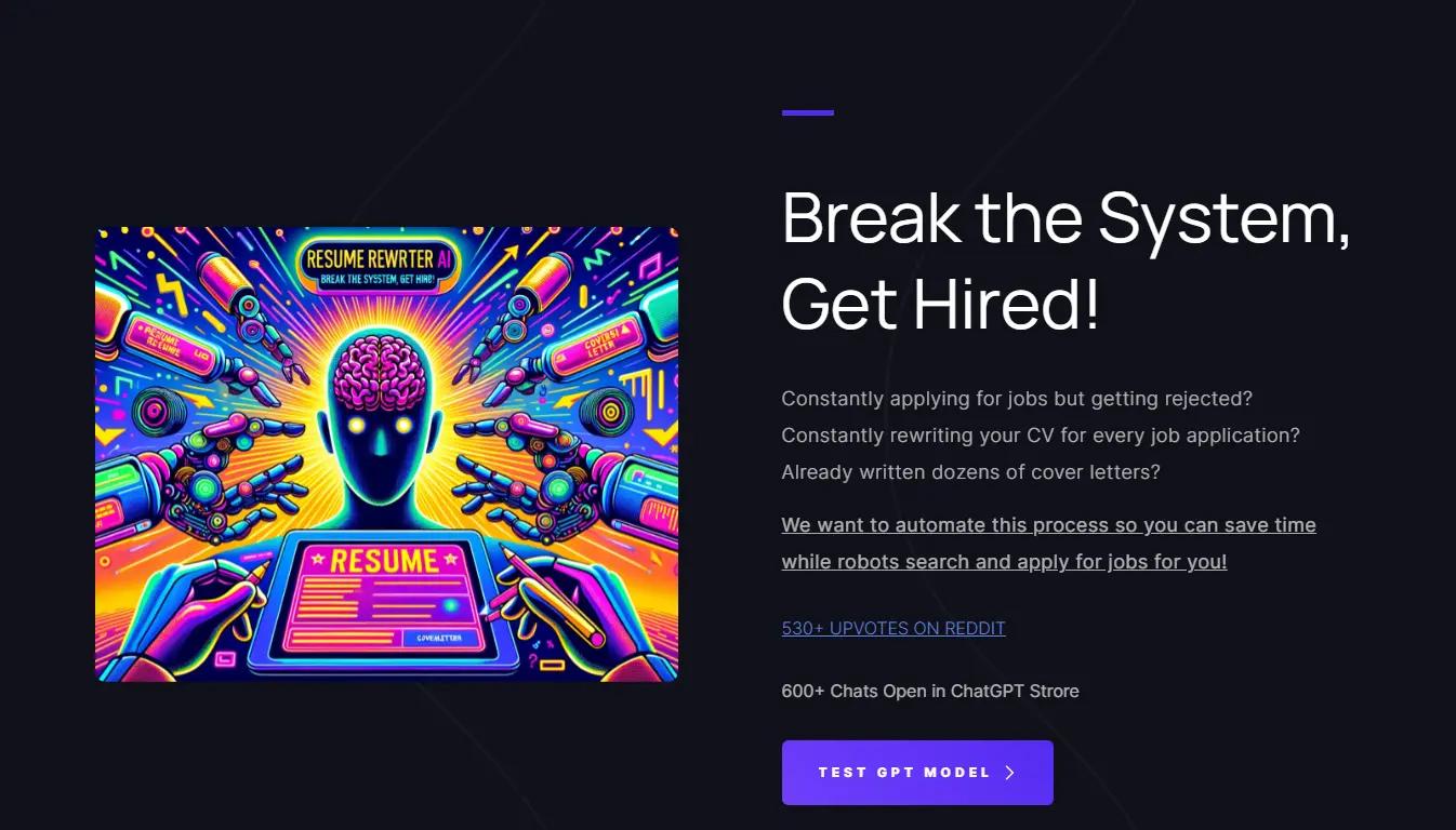 Resume Rewriter AIWebsite Screenshot