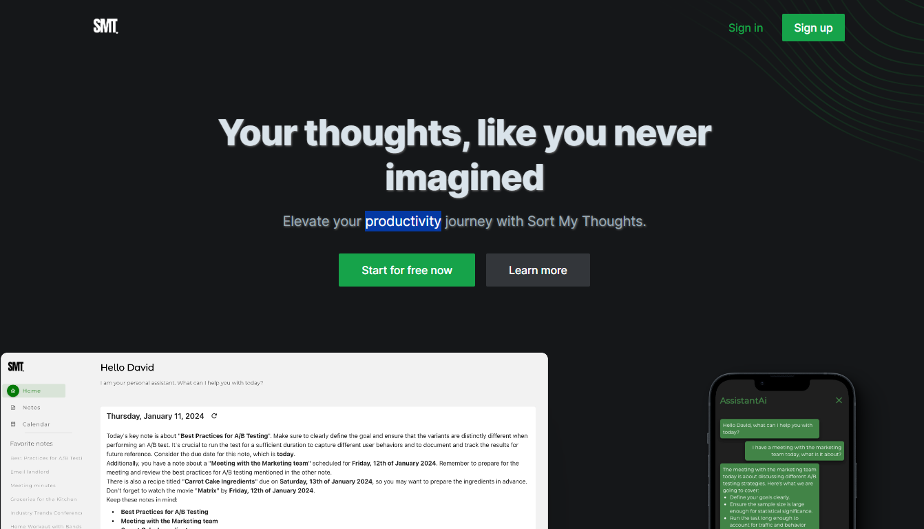 SortMyThoughts Website