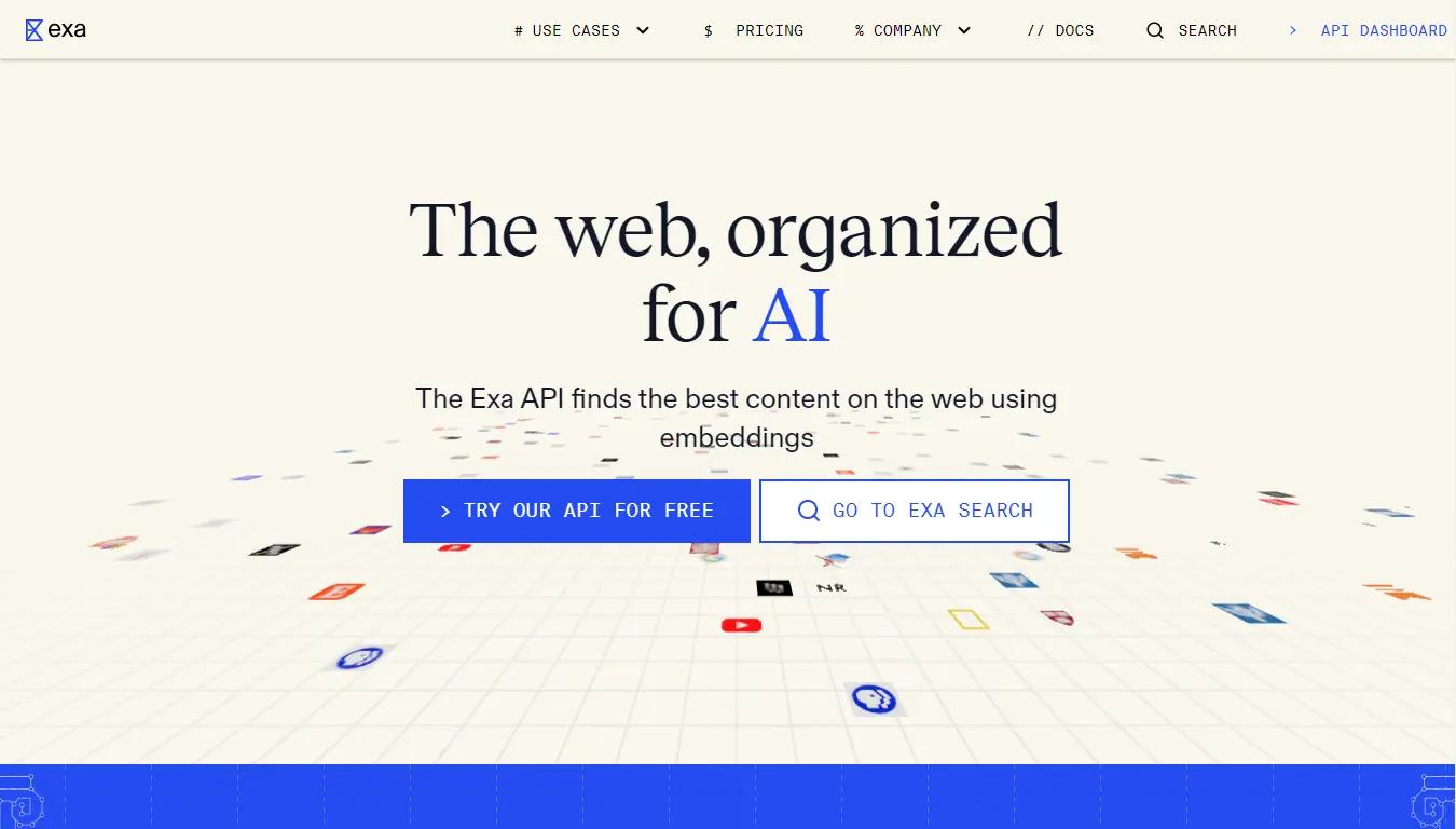 Exa APIWebsite Screenshot