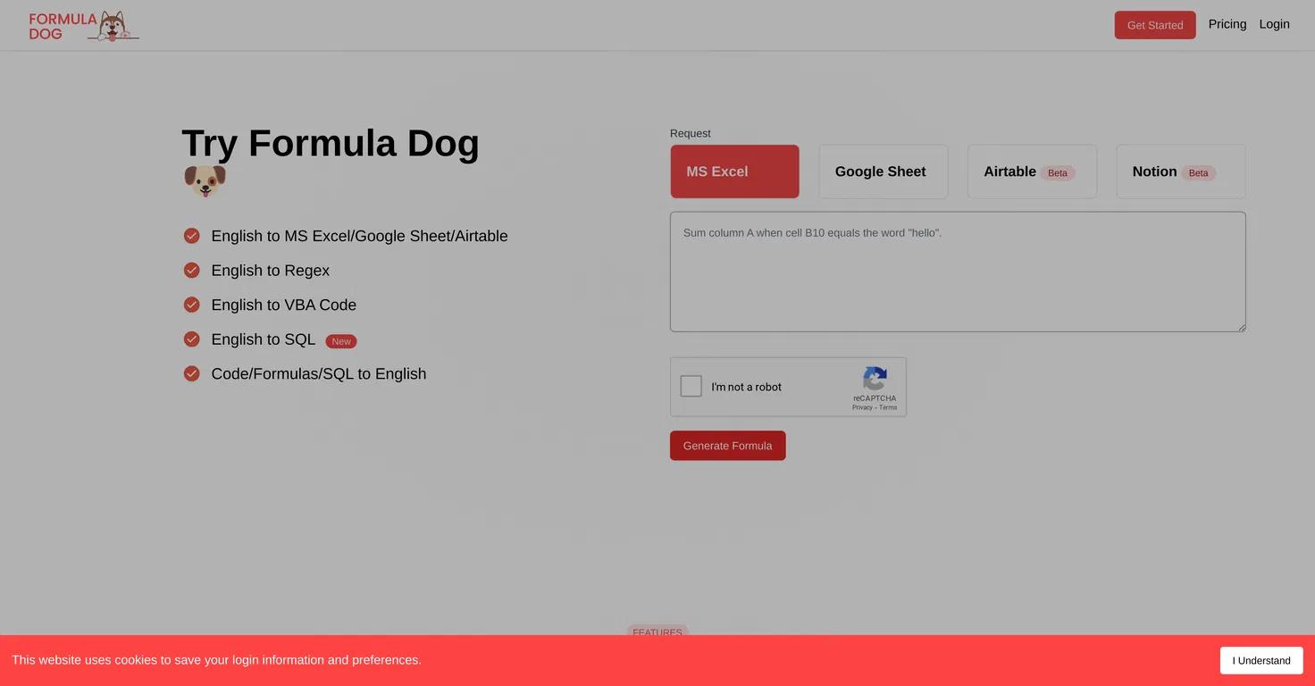 Formula DogWebsite Screenshot