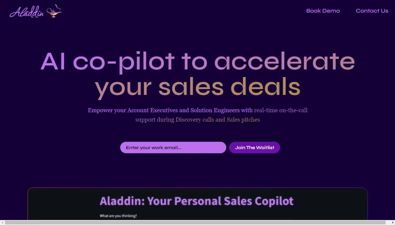 AladdinWebsite Screenshot