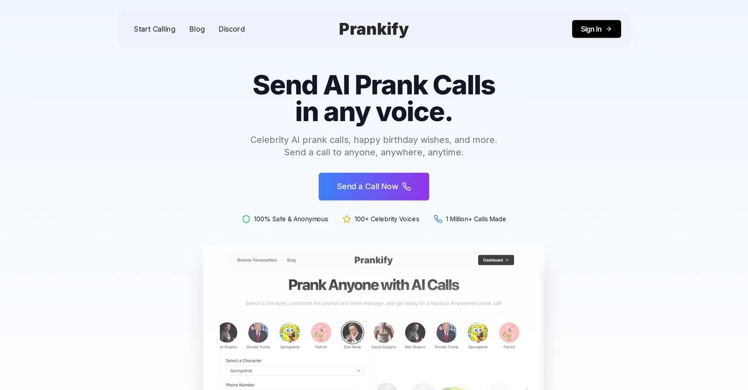 Prankify Website Screenshot