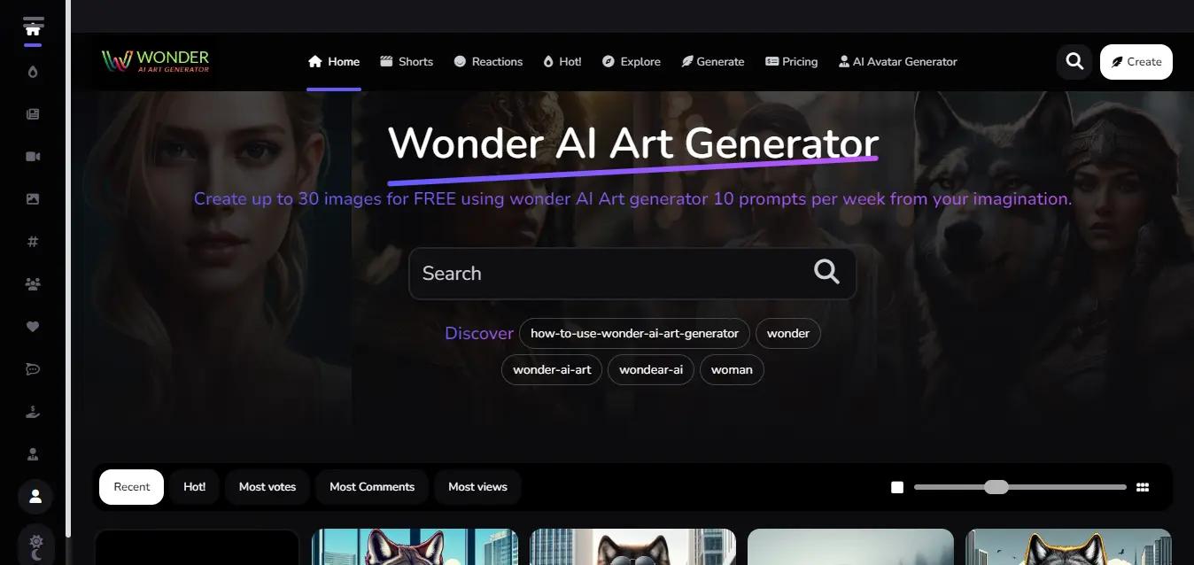 WonderAIWebsite Screenshot