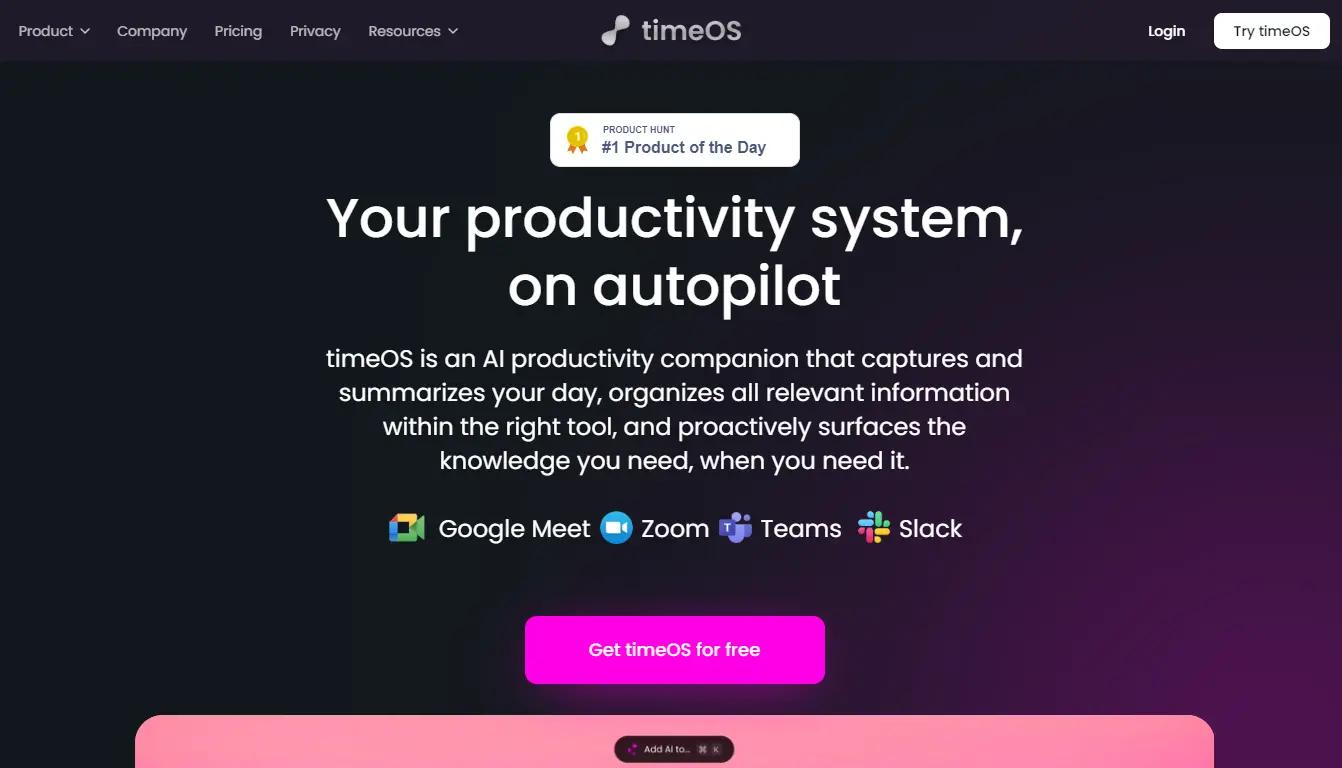 TimeOSWebsite Screenshot