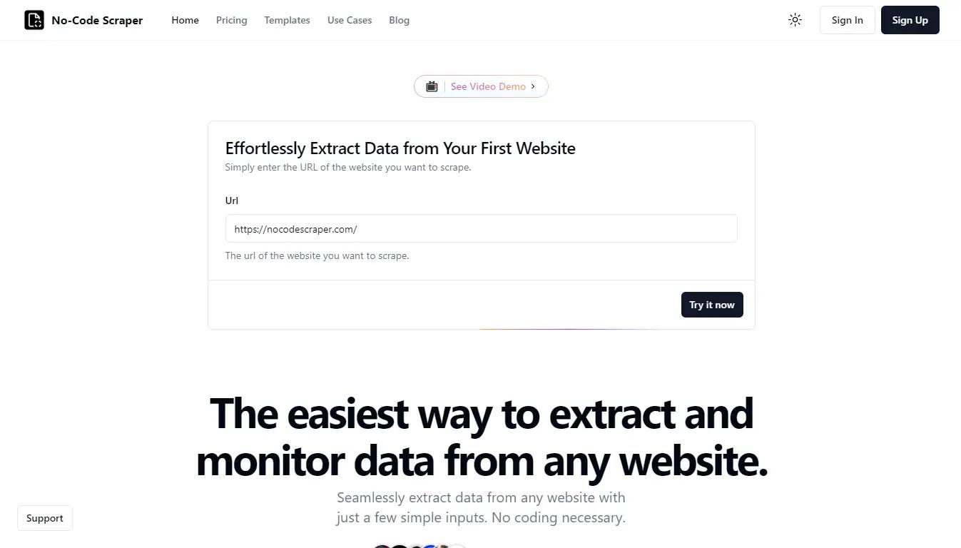 No-Code Scraper Website