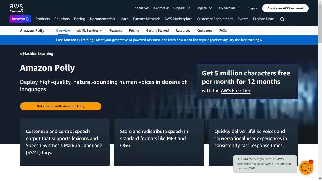 Amazon PollyWebsite Screenshot