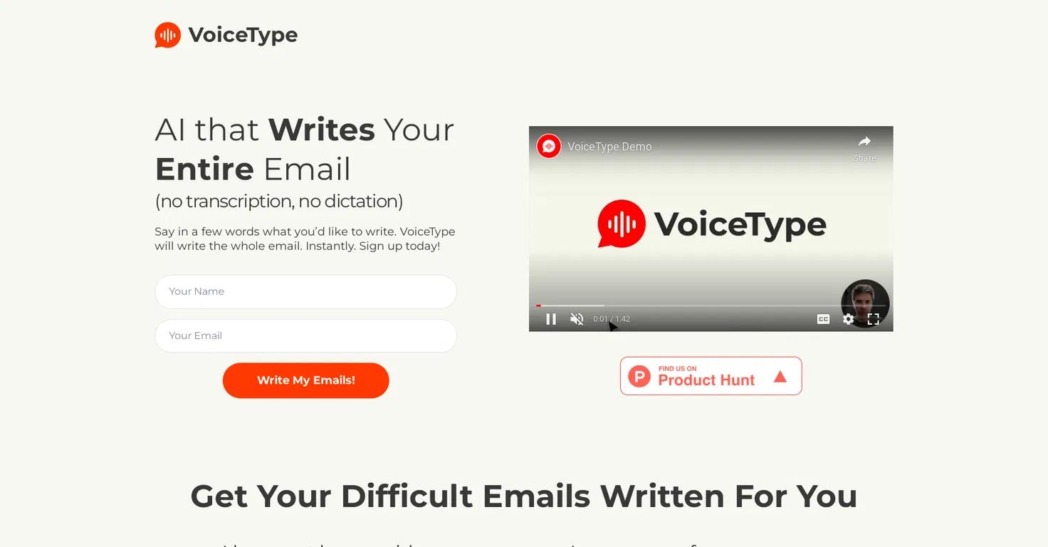 VoiceTypeWebsite Screenshot