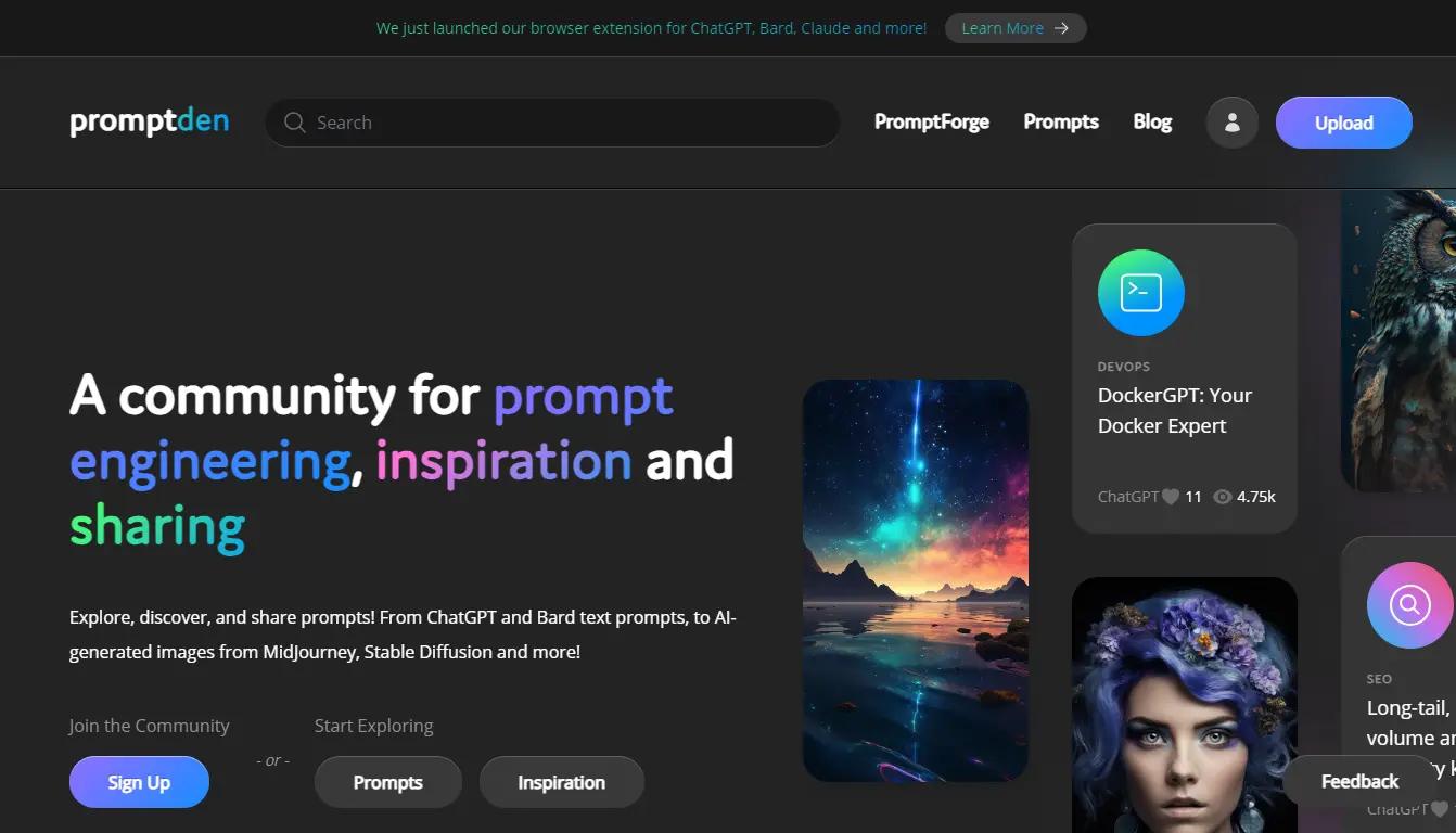 PromptDenWebsite Screenshot