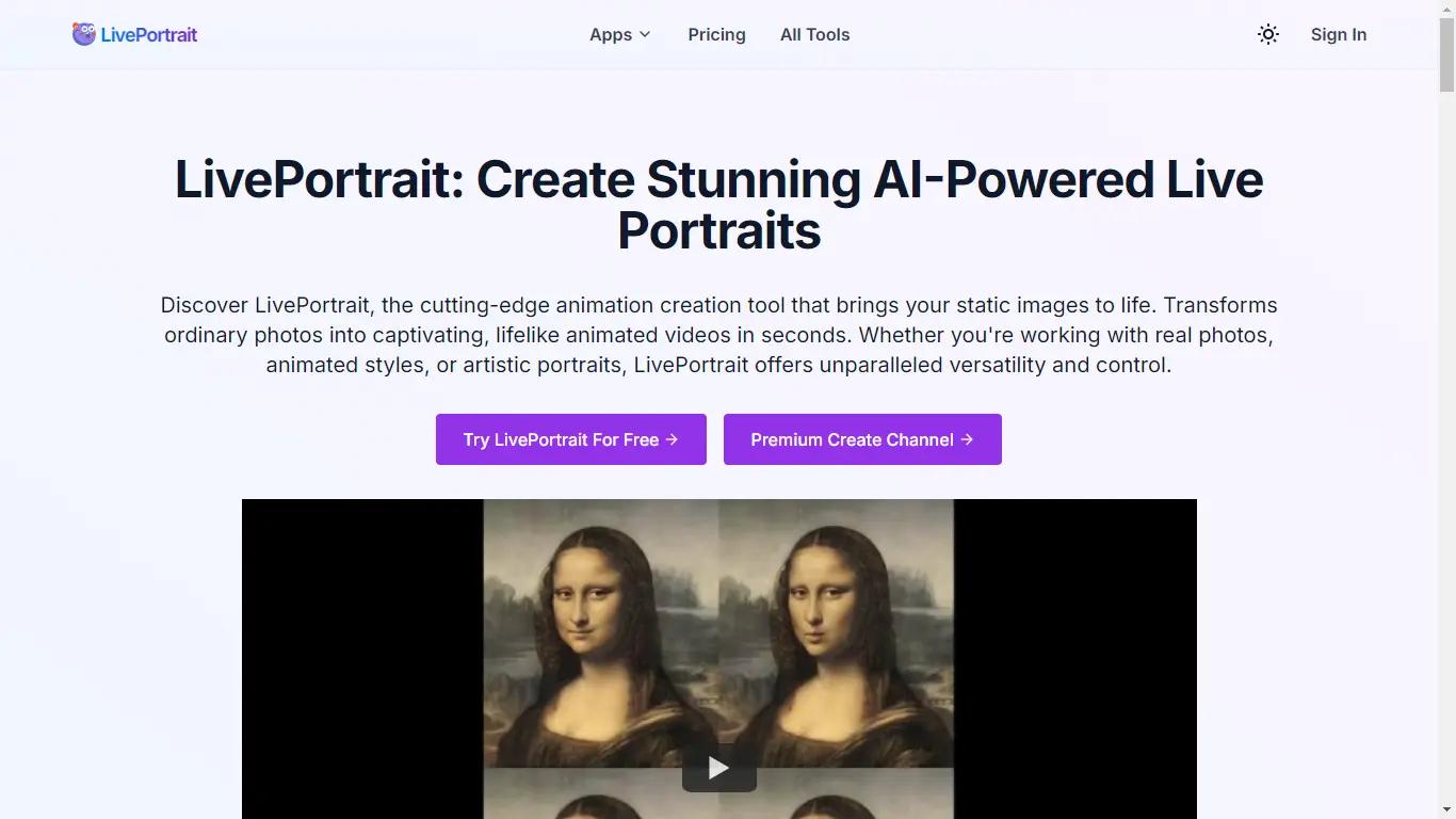 LivePortraitWebsite Screenshot