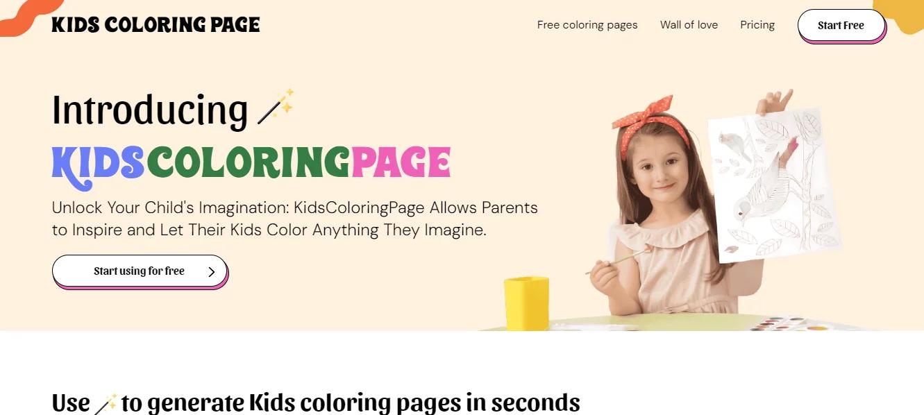 KidsColoringPageWebsite Screenshot