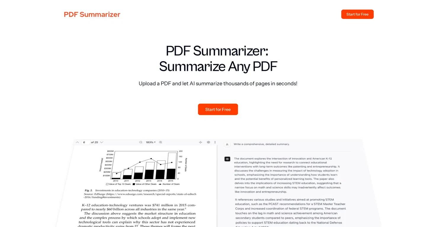 PDF SummarizerWebsite Screenshot