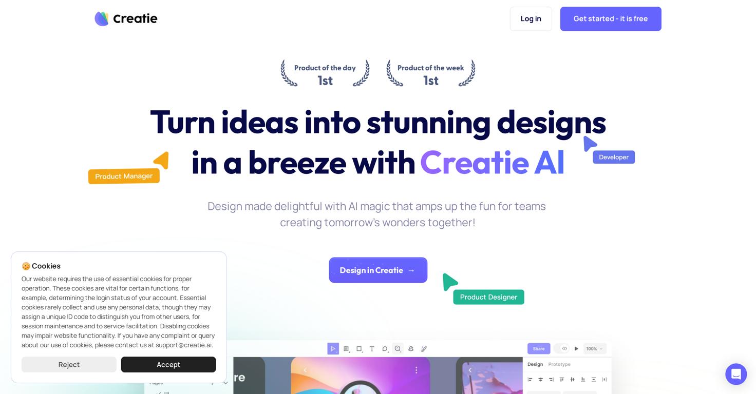 CreatieWebsite Screenshot