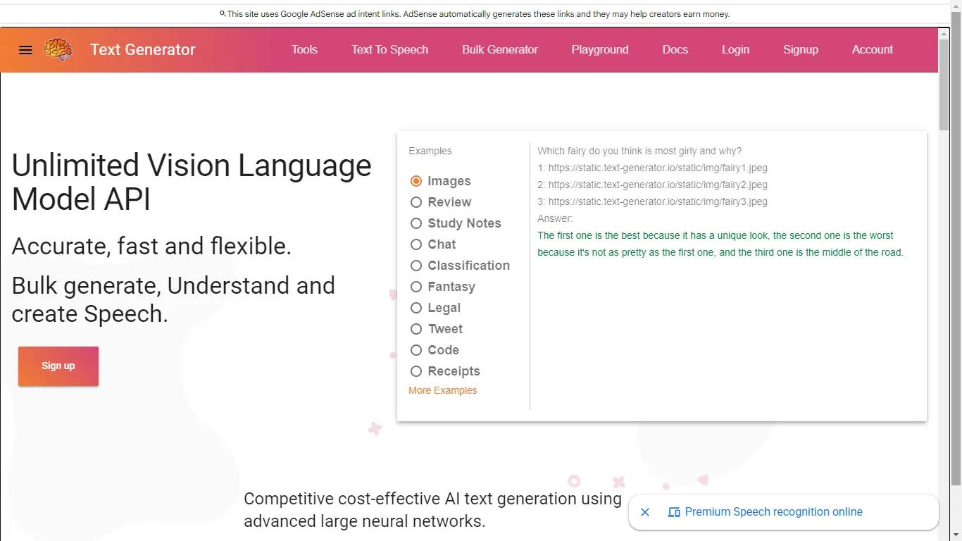 Text Generator Website Screenshot