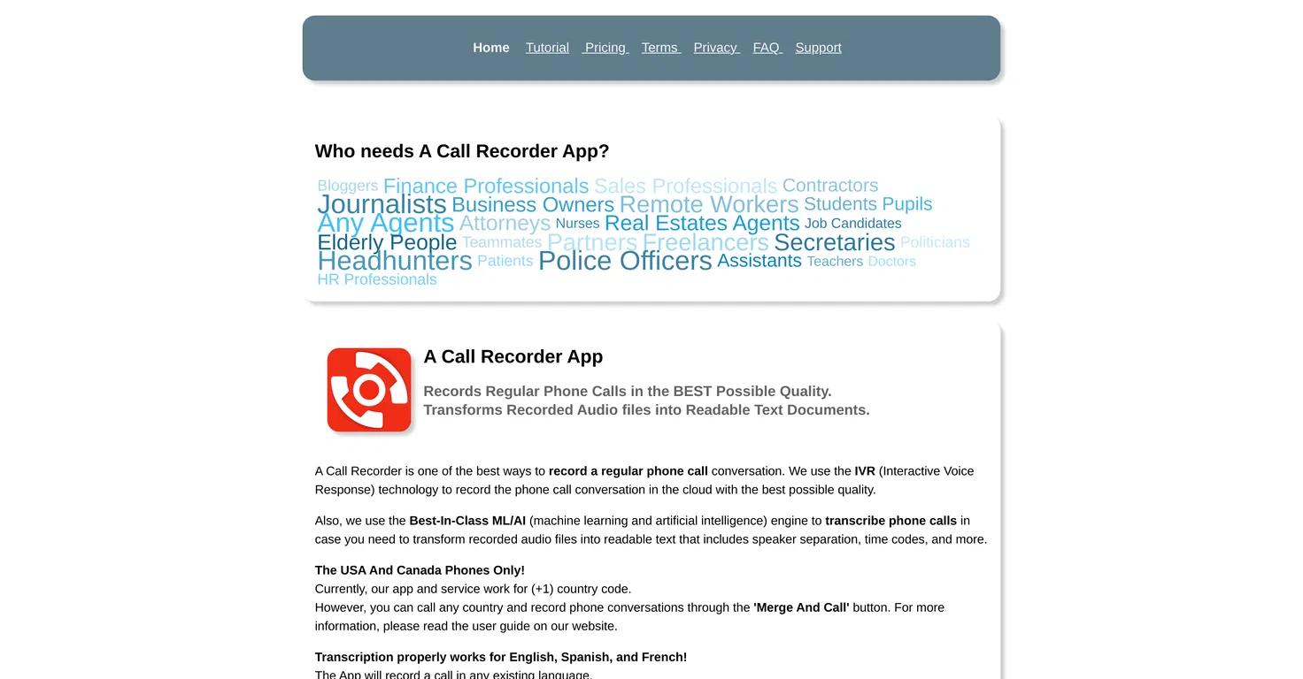 AcallrecorderWebsite Screenshot