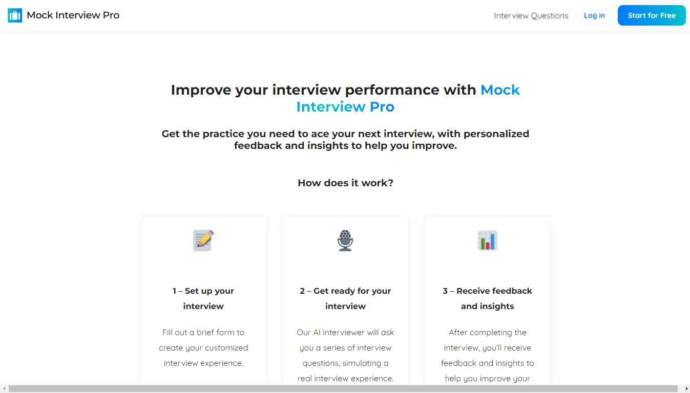 Mock Interview ProWebsite Screenshot