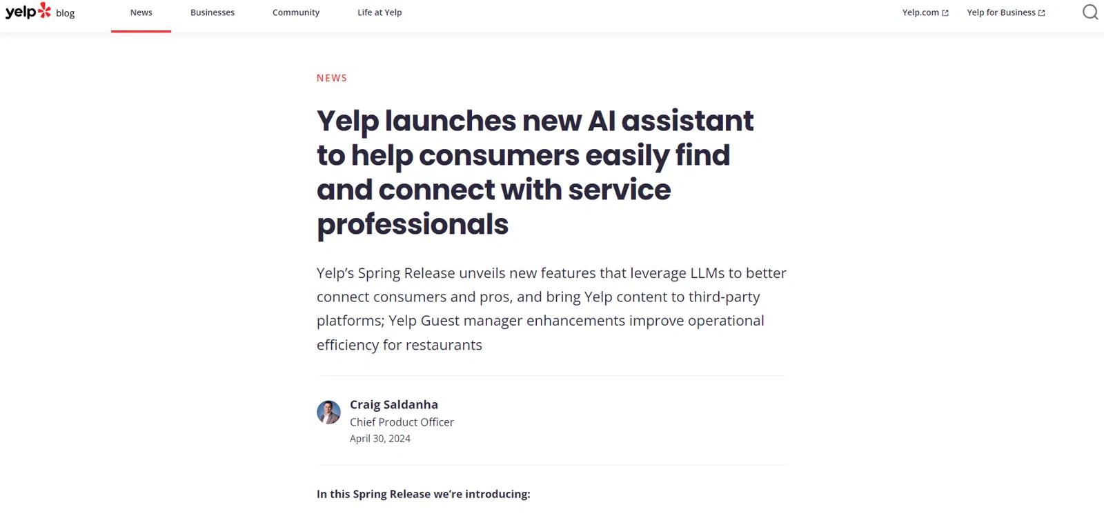 Yelp Assistant Website