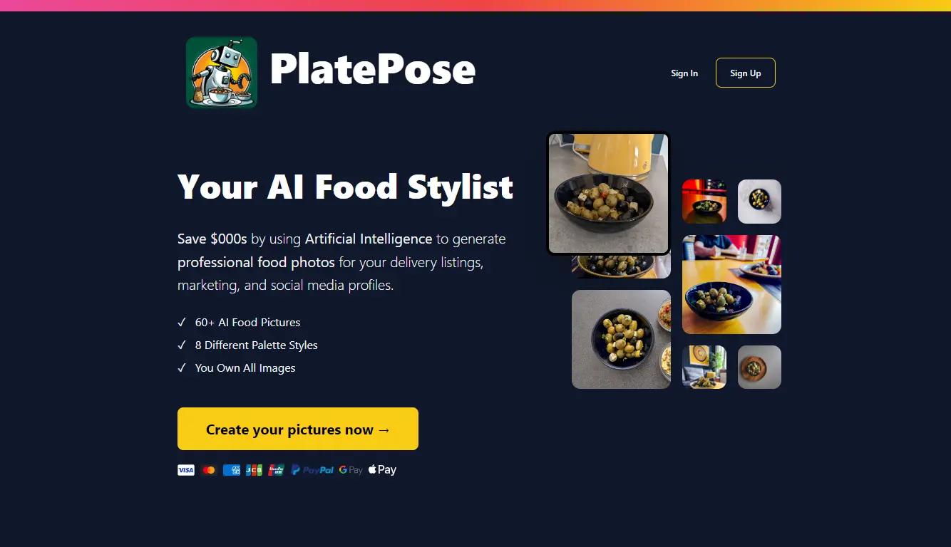 PlatePoseWebsite Screenshot