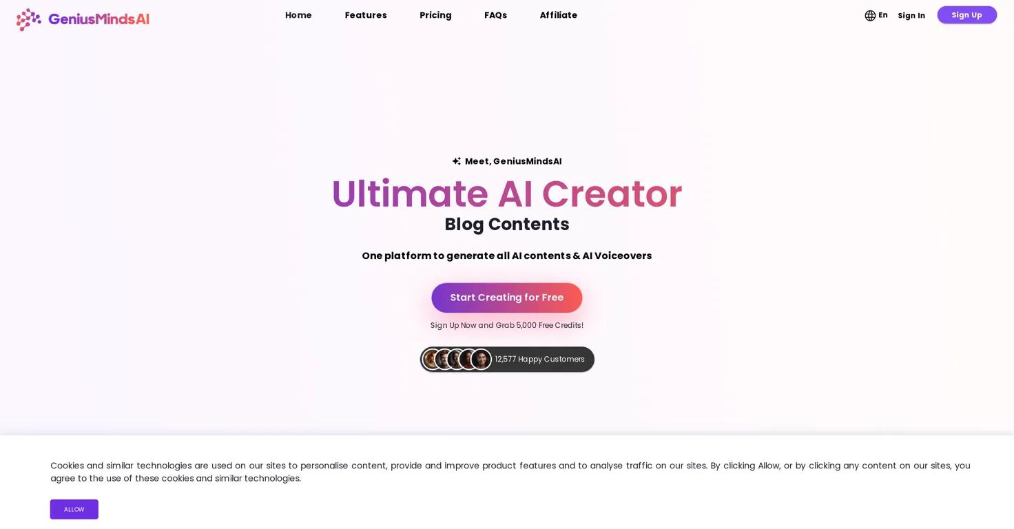 GeniusMindsAI Website