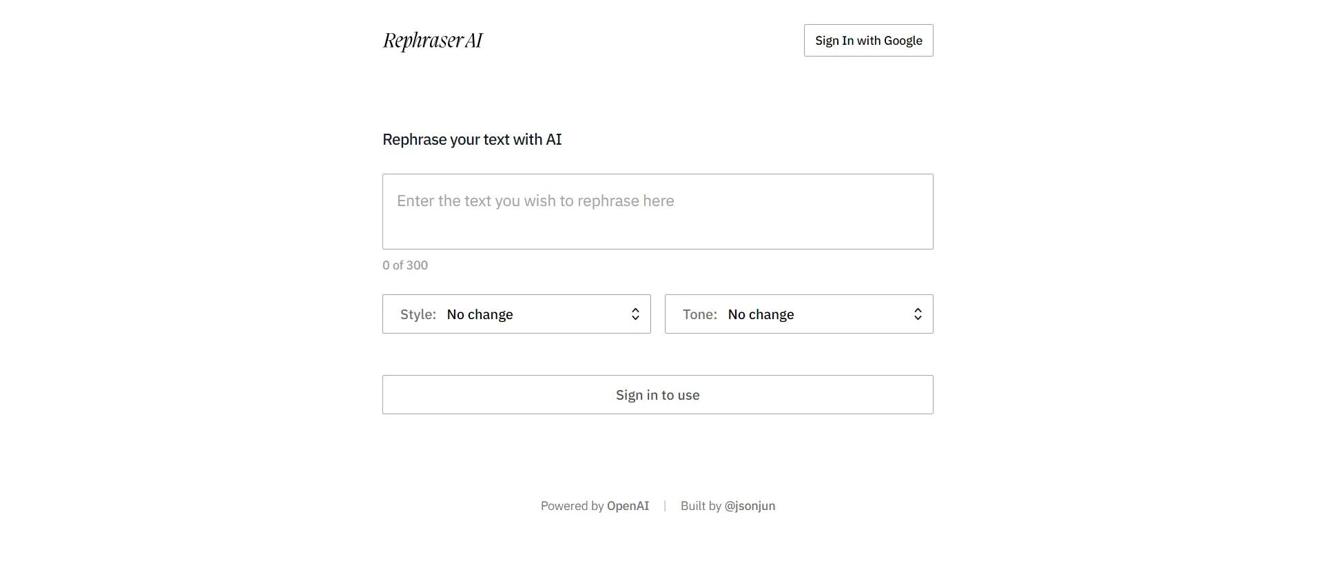 Rephraser AI Website