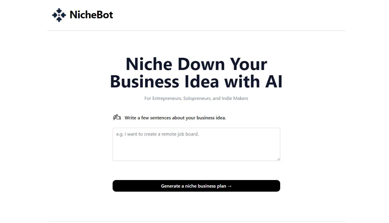 NicheBotWebsite Screenshot