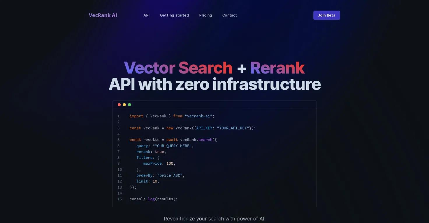 VecRank Website Screenshot