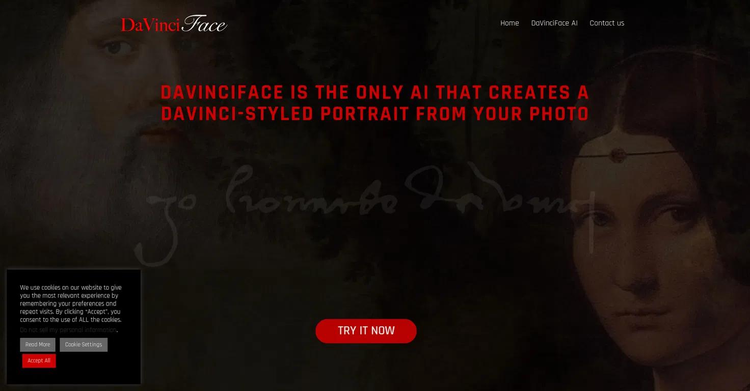 DaVinciFaceWebsite Screenshot