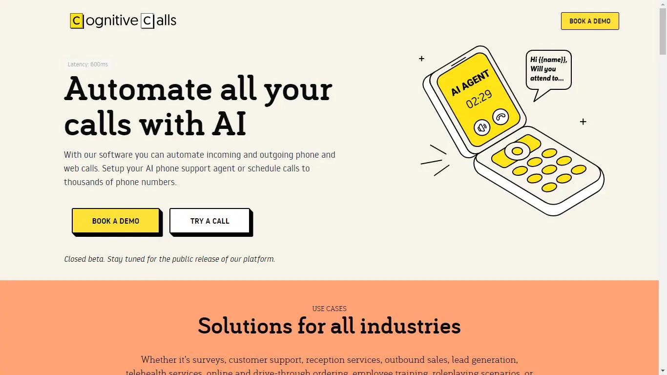 Cognitive CallsWebsite Screenshot