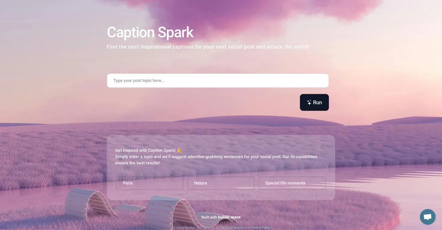 Caption SparkWebsite Screenshot