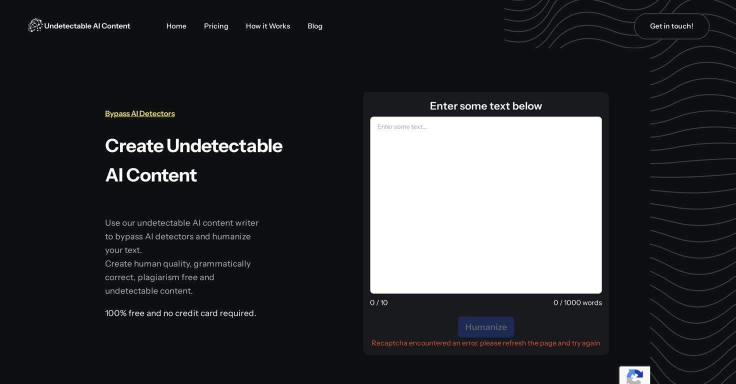 UndetectableContent AIWebsite Screenshot