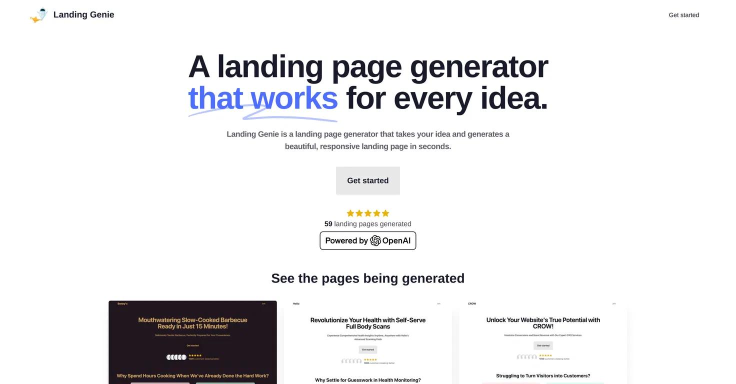 Landing GenieWebsite Screenshot