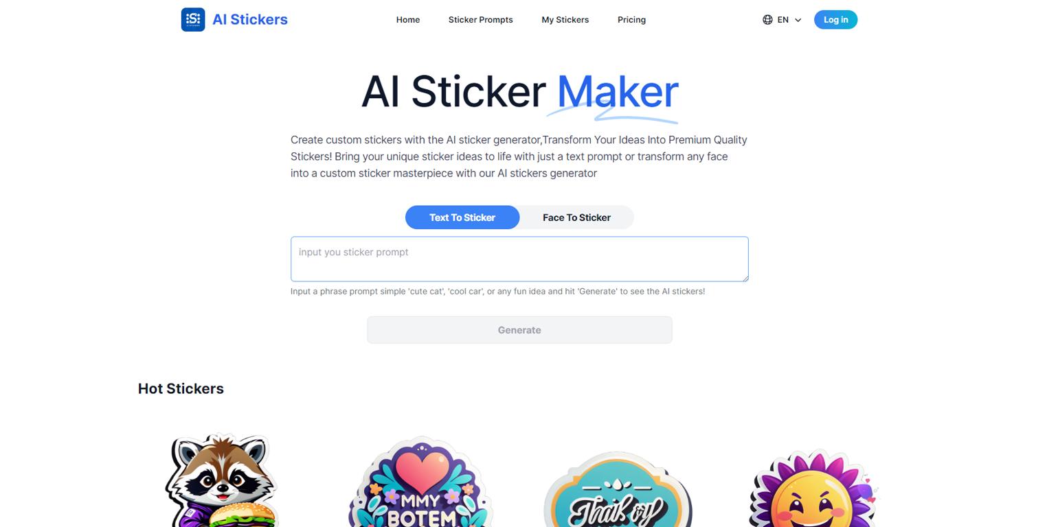 AI StickersWebsite Screenshot